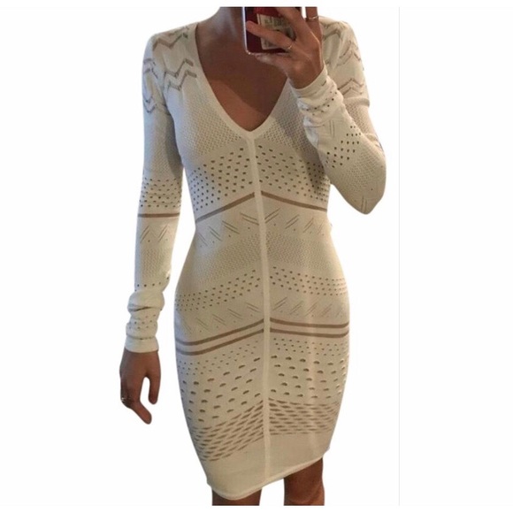 Bailey 44 White Laser-cut Open-back Bodycon Sheath - Picture 4 of 7